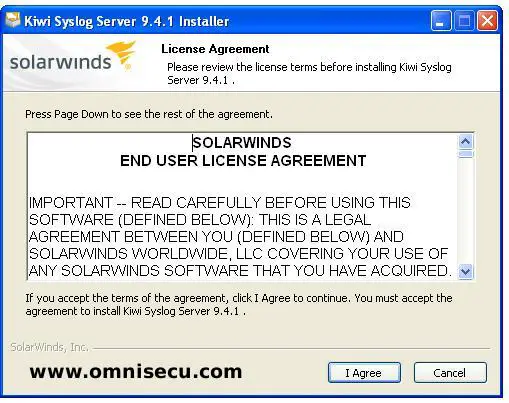 Kiwi Syslog Server License Agreement
