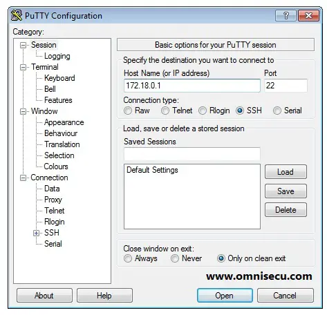 SSH Connection putty