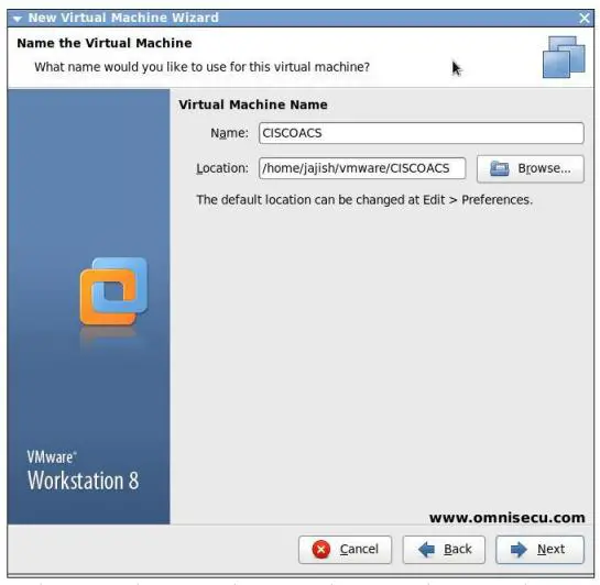 VMware name the virtual machine