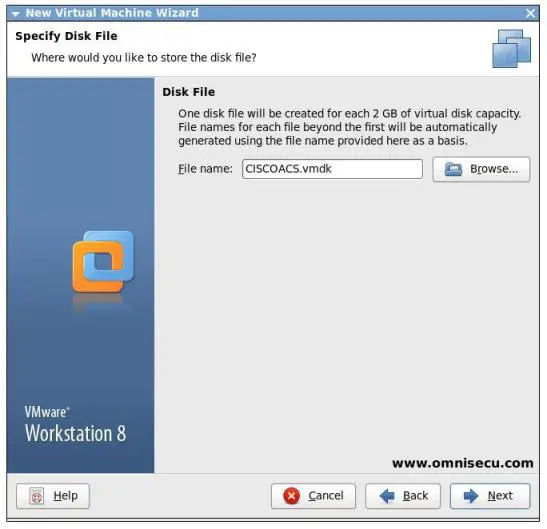VMware specify disk file