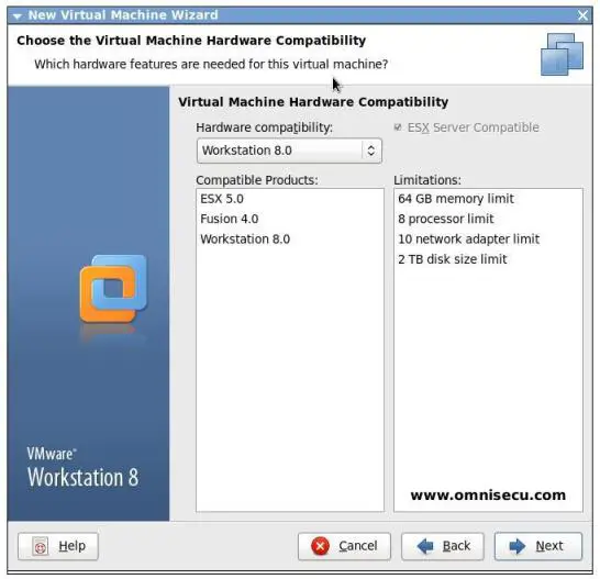VMware virtual machine compatibility