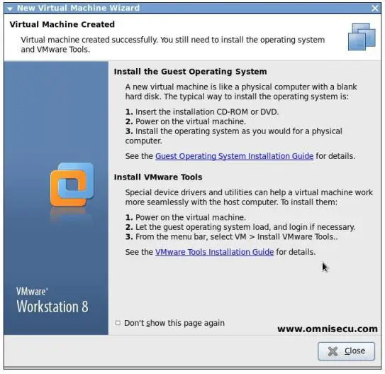 VMware Virtual Machine Created