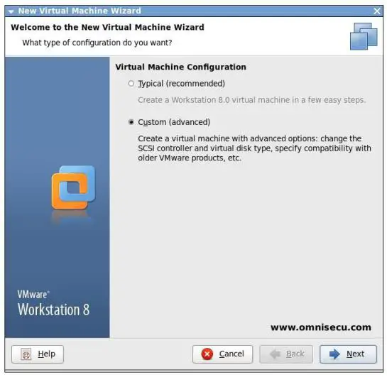 VMware welcome to new virtual machine installation wizard