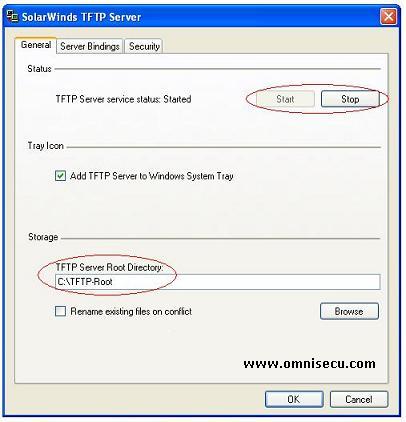 Solarwinds TFTP server configure dialog box