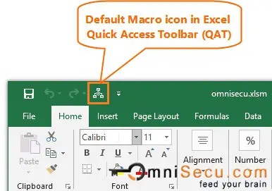 Default Macro Button Icon in Excel Quick Access Toolbar