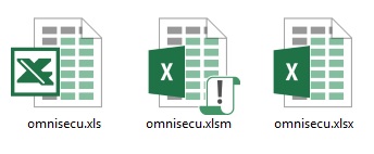 xls xlsx and xlsm file icons