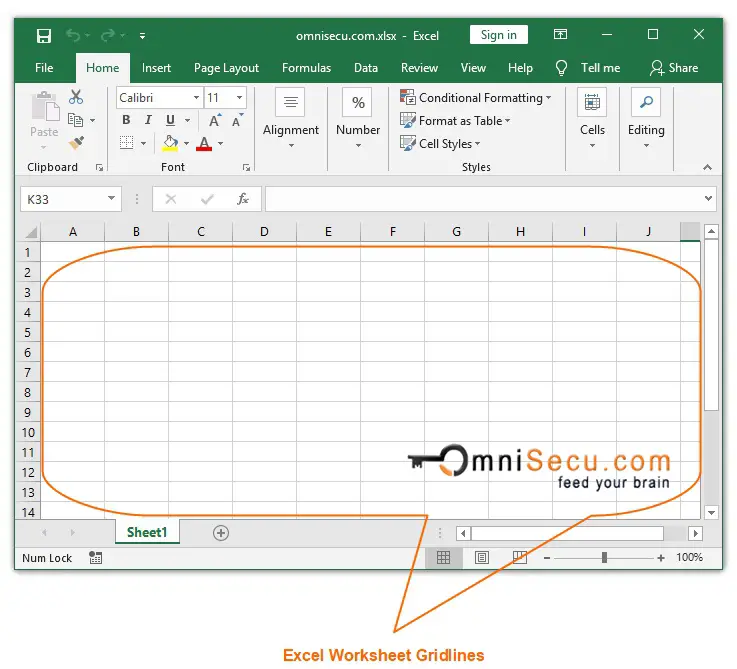 Excel Worksheet Gridlines