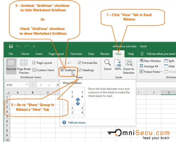 Hide Show Excel Formula bar from Excel Ribbon