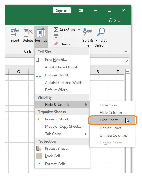  Hide worksheets from Excel Ribbon