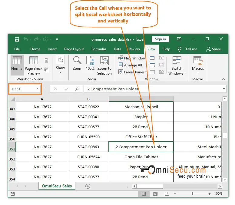 how-to-split-excel-worksheet-horizontally-and-vertically-into-four-panes