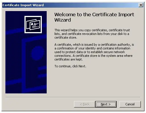 Import Root Certificate to Trusted Root CA store - Certificate Import Wizard
