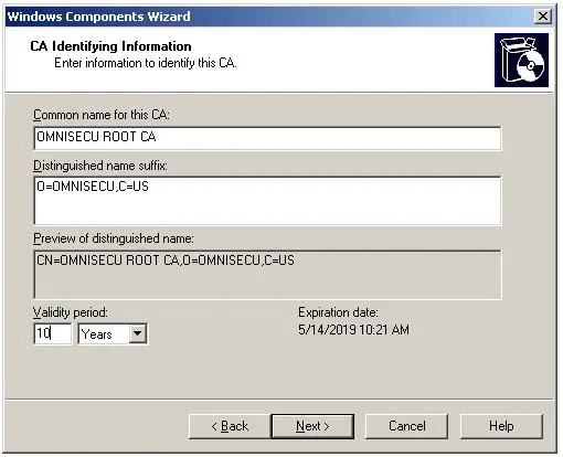 Installing Standalone offline Root CA - Common Name