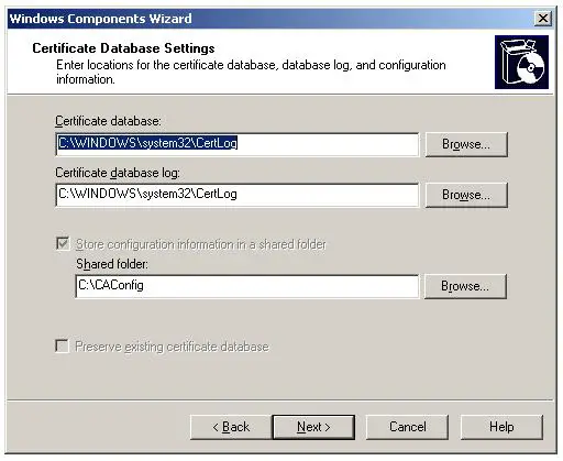 Installing Standalone offline Root CA - Database and log location