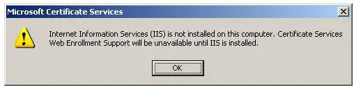 Installing Standalone offline Root CA - IIS not installed on this computer