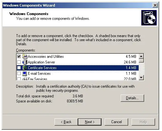 Installing Standalone offline Root CA - Add/Remove Windows Components