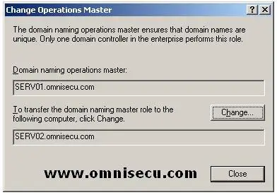 Active Directory Domains and Trusts Change Operations Master Dialog