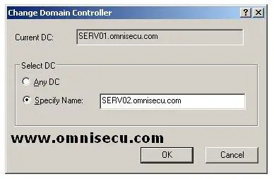 Active Directory Schema Change Domain Controller Dialog