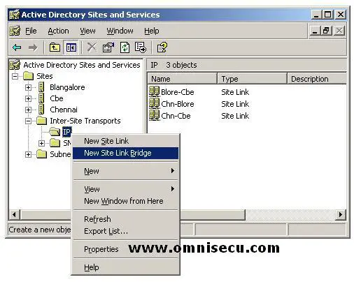 Active Directory Sites and Services IP context menu