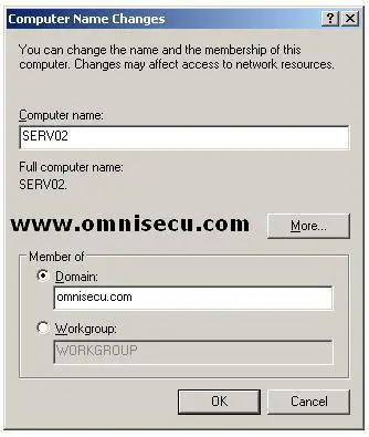 Add Computer to Active Directory Domain - Enter Domain Name