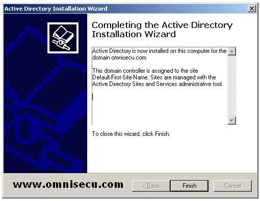 Dcpromo Completing Active Directory Installation Wizard