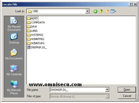 DNS Installation Select i386 Folder