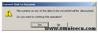 Convert to dynamic disks file system unmount