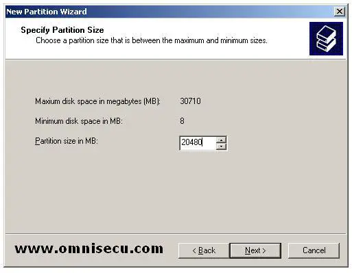 Logical drive new partition wizard specify partition size