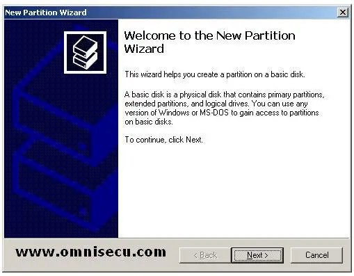 New partition wizard