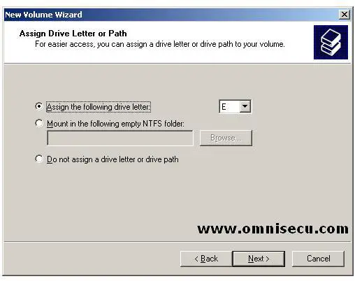 Simple Volume assign drive letter or path