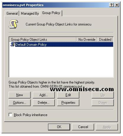 Active Directory Domain Properties Group Policy Tab