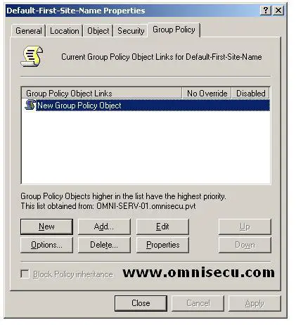 Active Directory Site New Group Policy