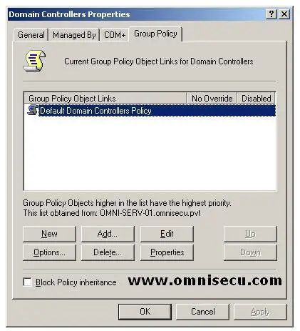 Domain Controllers Organizational Unit Properties Group Policy Tab.JPG