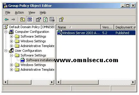 Group Policy Software Installation Package Listed