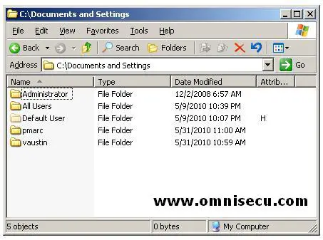 User Profile Documents and Settings Folder