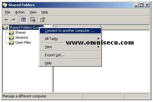 Shared folders snap-in connect to another computer