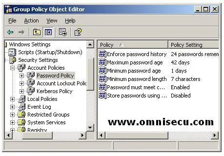 Active Directory Domain User Password policy Settings