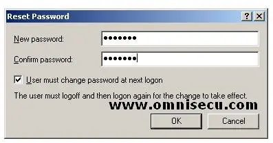 Active Directory Users and Computers reset password