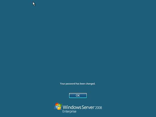 Windows 2008 installation password changed
