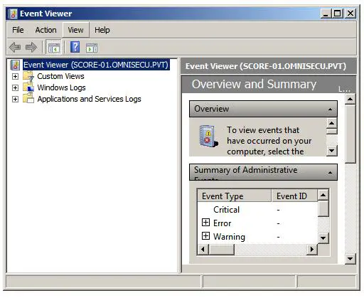 Event Viewer MMC snap-in remote server core