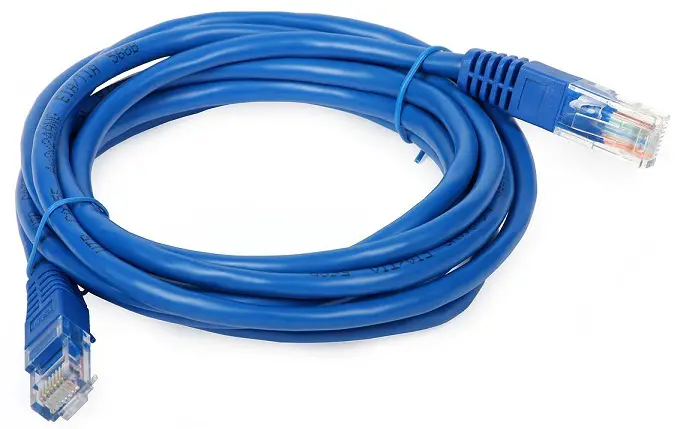 Twisted pair cable with RJ45 jack crimped