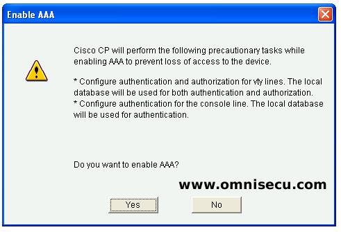 CCP AAA login authentication enable AAA message