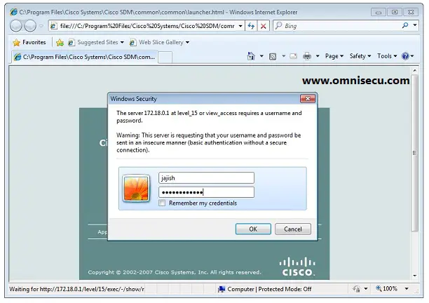 Cisco SDM authentication 1