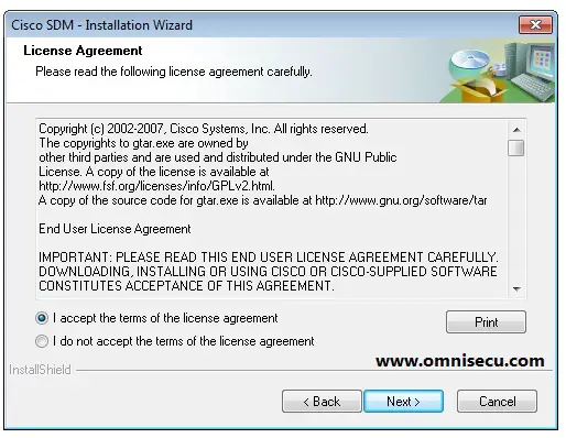 Cisco SDM license agreement