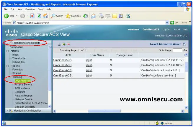 Cisco Secure ACS AAA Accounting Entries