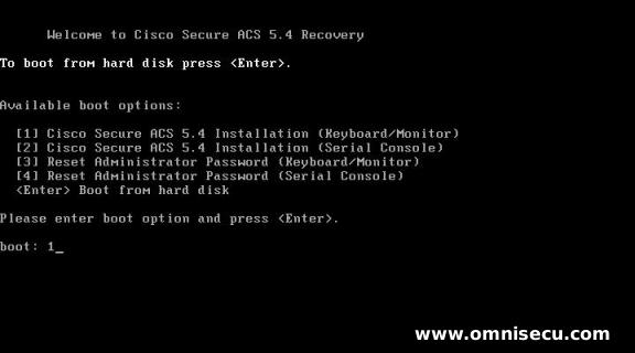 Cisco Secure ACS boot options