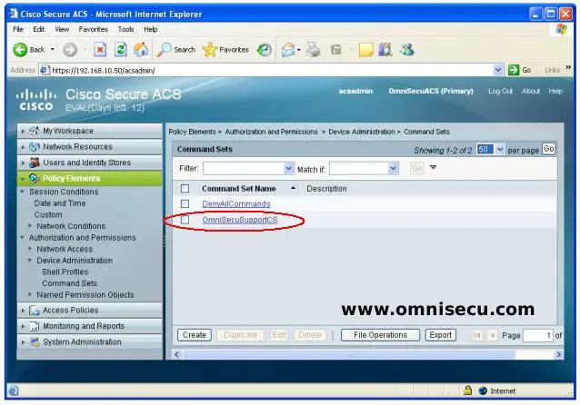 Cisco Secure ACS Command Set Created