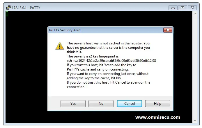SSH warning server host key not found