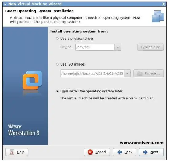 VMware guest operating system installation