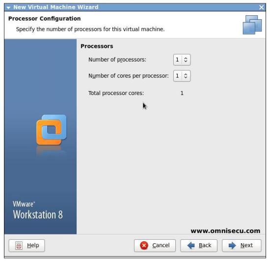 VMware processor configuration