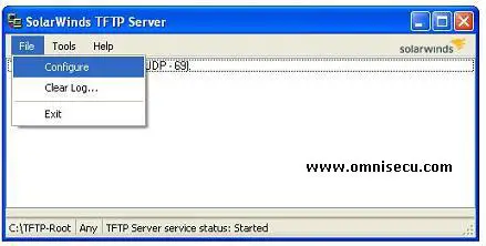 Solarwinds TFTP server configure menu